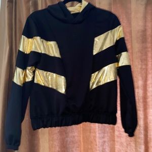 Wiseman hoodie pullover top Sweatshirt gold Lemay fabric black Dance Top